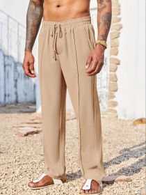 Slacks, Trendy Slacks, Men's Trousers, Men's Trousers, Long Pants, Straight Pants, Corduroy Slacks, Corsets, Anti-wrinkle Slacks, Cropped Pants, (Option: Beige-M)