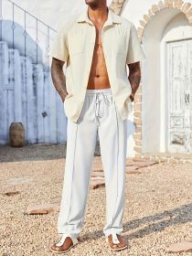 Slacks, Trendy Slacks, Men's Trousers, Men's Trousers, Long Pants, Straight Pants, Corduroy Slacks, Corsets, Anti-wrinkle Slacks, Cropped Pants, (Option: White-M)