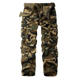 Three-dimensional Pocket Overalls Men's Multi-pocket (Option: Eight Khaki Pocket Camouflage-29)
