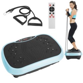 1Pc Vibration Exercise Machine With Resistant Bands Remote Control Whole Body Vibration Platform Workout Equipment Home Fitness Training Equipmen (Option: 1Pc Blue)