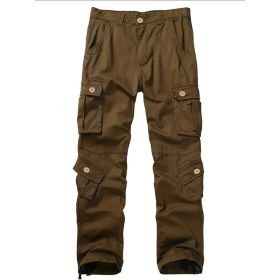 Three-dimensional Pocket Overalls Men's Multi-pocket (Option: Eight Pockets Brown-30)