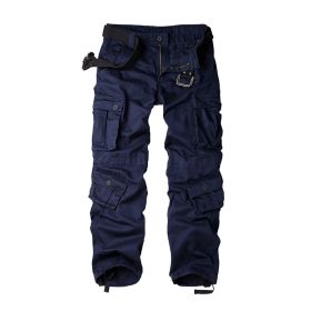 Three-dimensional Pocket Overalls Men's Multi-pocket (Option: Eight Pockets Navy Blue-30)